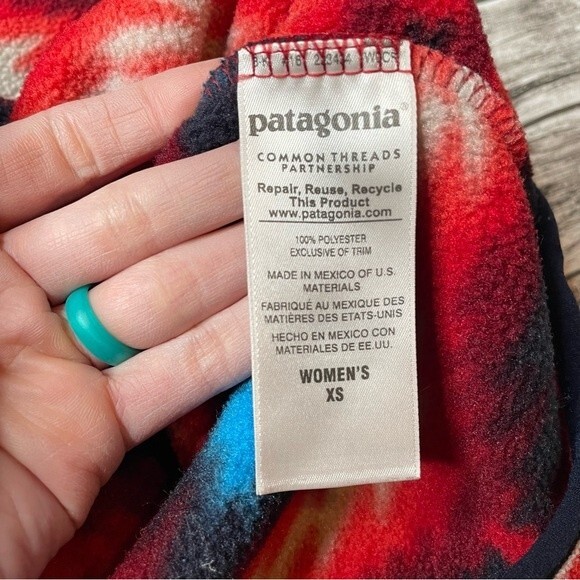 Patagonia Synchilla Quarter Snap-T Wild Desert Red Aztec Fleece XS Extra Small - Picture 7 of 11